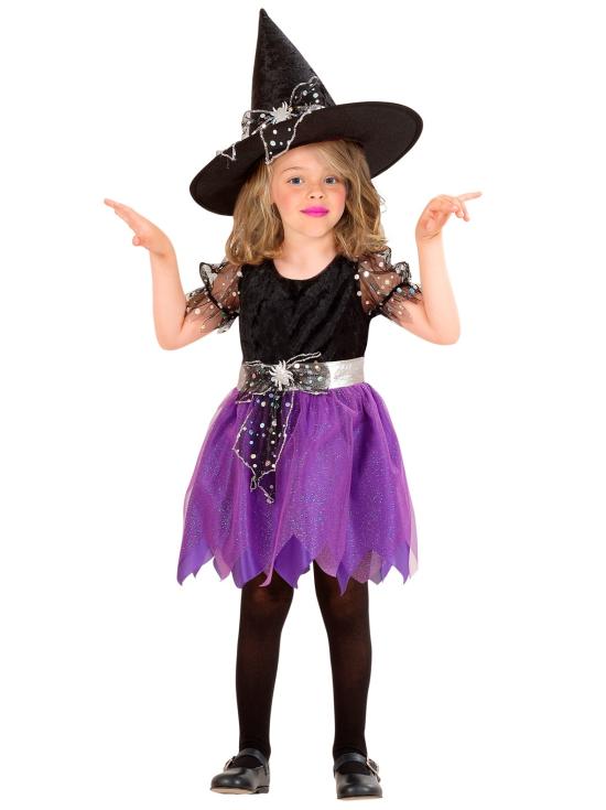 Fantasia de bruxa roxa para Halloween