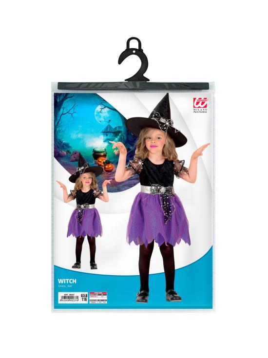 Fantasia de bruxa roxa para Halloween