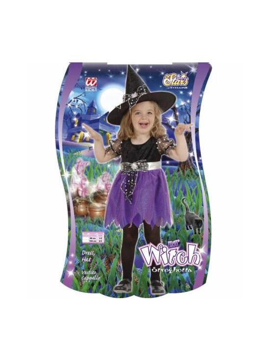 Fantasia de bruxa roxa para Halloween