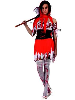 Fantasia de Halloween com capuz sangrento