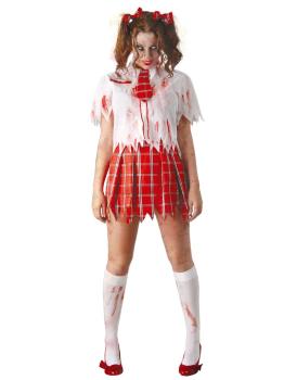 Fantasia de Halloween de colegial zumbi.
