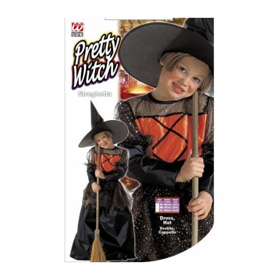 Fantasia de bruxa laranja em tamanho menina