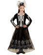 Fantasia de Halloween de noiva esqueleto infantil