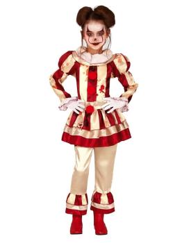 Fantasia de palhaço listrado para Halloween, tamanho infantil