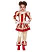 Fantasia de palhaço listrado para Halloween, tamanho infantil