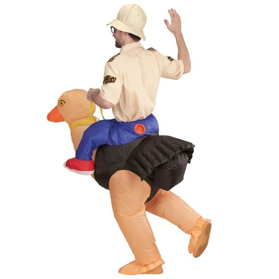 Fantasia inflável de explorador com avestruz tamanho único adulto Fantasia inflável de explorador com avestruz tamanho único adulto