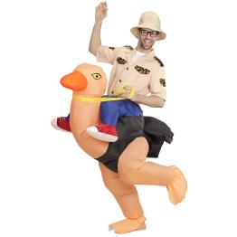 Fantasia inflável de explorador com avestruz tamanho único adulto
