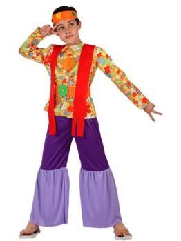 Fato de hippie roxo para crianças de 7 a 9 anos