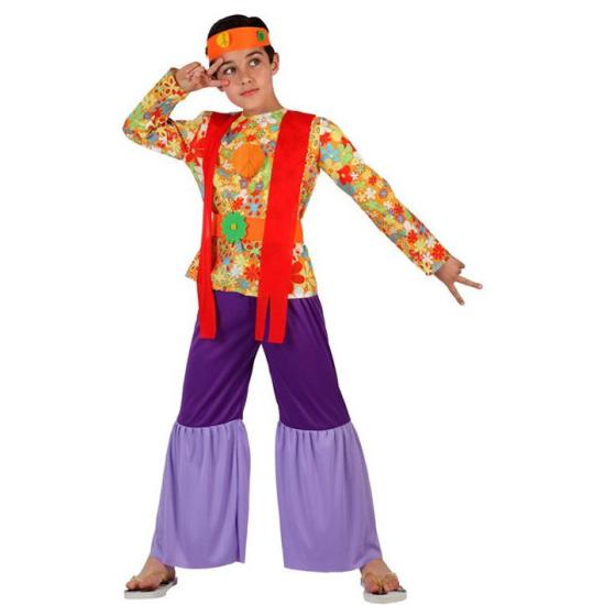 Fato de hippie roxo para crianças de 7 a 9 anos
