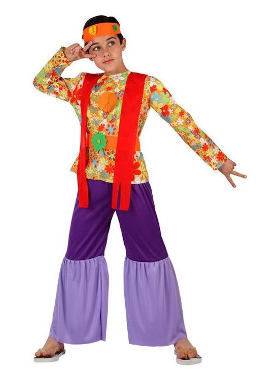 Fato de hippie roxo para crianças de 7 a 9 anos