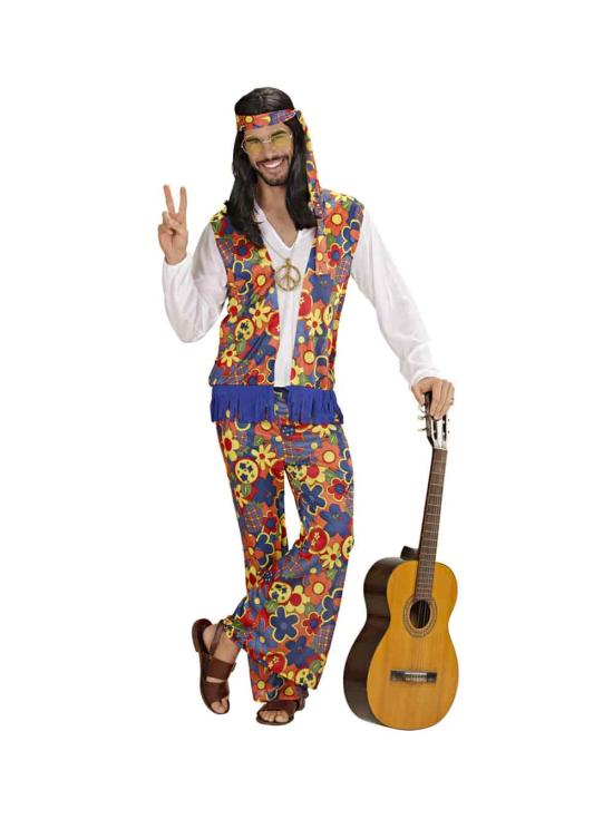 Fantasia de homem hippie flor para adulto