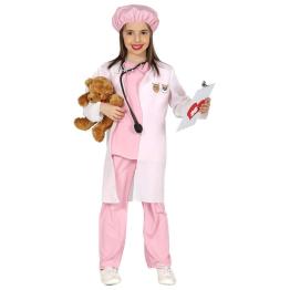 Fantasia infantil veterinária rosa.