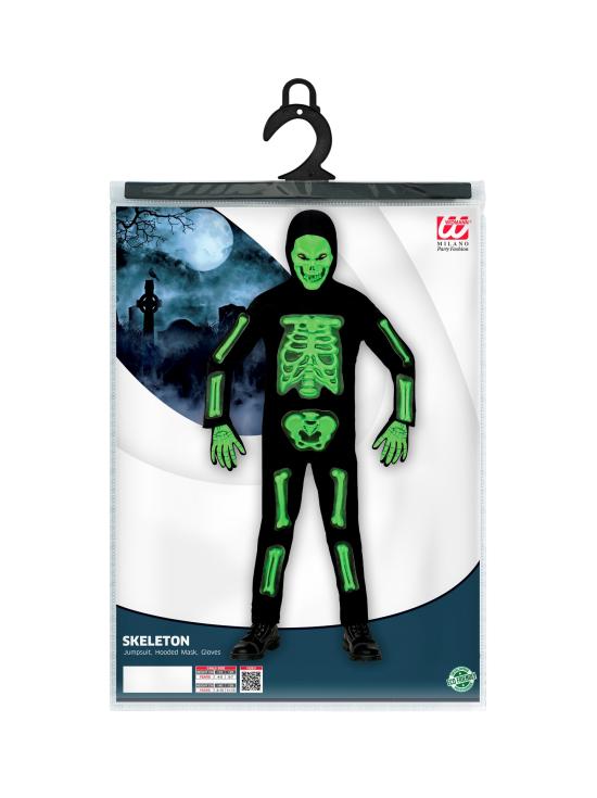 Fantasia infantil de esqueleto 3D – esqueleto verde em relevo