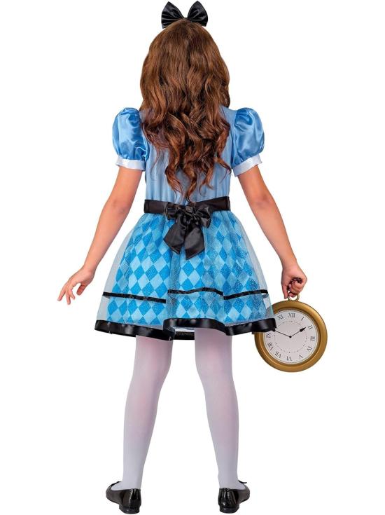 Fantasia Infantil Alice no País das Maravilhas (vestido com anágua e avental + faixa na cabeça com laço)
