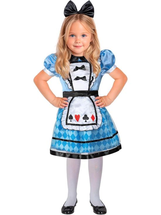 Fantasia Infantil Alice no País das Maravilhas (vestido com anágua e avental + faixa na cabeça com laço)