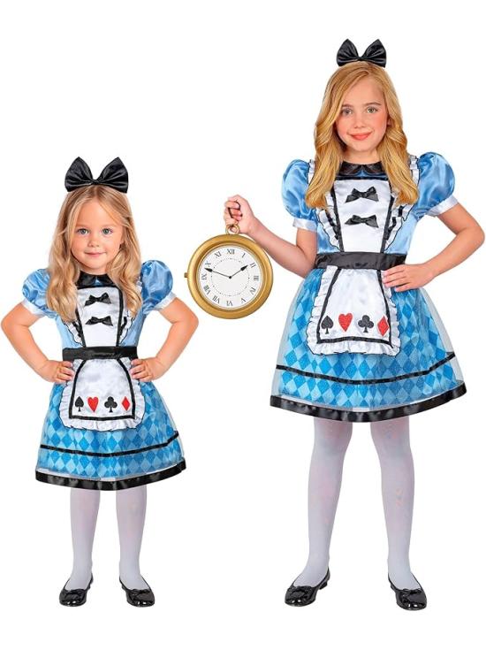 Fantasia Infantil Alice no País das Maravilhas (vestido com anágua e avental + faixa na cabeça com laço)