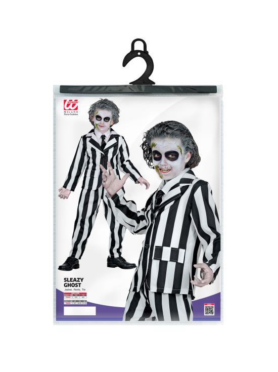 Fantasia infantil Beetlejuice / “Sleazy Ghost” (casaco, calça e gravata)