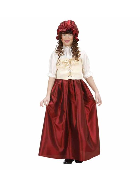 Fato de estalajadeiro medieval ou camponês para menina
