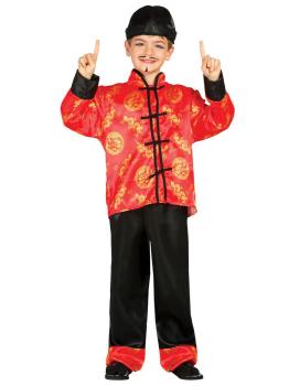 Fato infantil chinês vermelho.