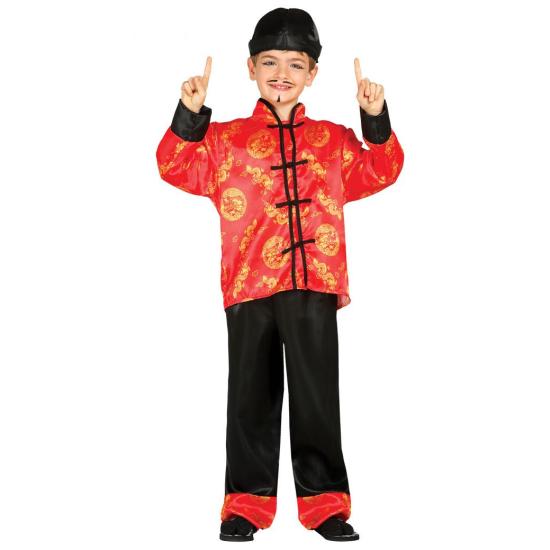 Fato infantil chinês vermelho.