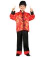 Fato infantil chinês vermelho.