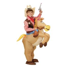 Fantasia de cowboy infantil com cavalo inflável tamanho único