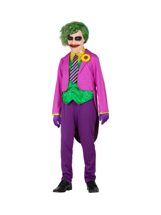 Fato de Joker para criança – fraque com camisa e colete, calças, gravata e luvas