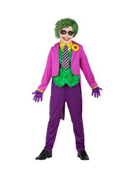 Fato de Joker para criança – fraque com camisa e colete, calças, gravata e luvas