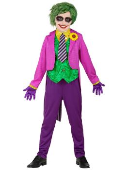 Fato de Joker para criança – fraque com camisa e colete, calças, gravata e luvas