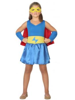 Fato de super-herói azul para menina.