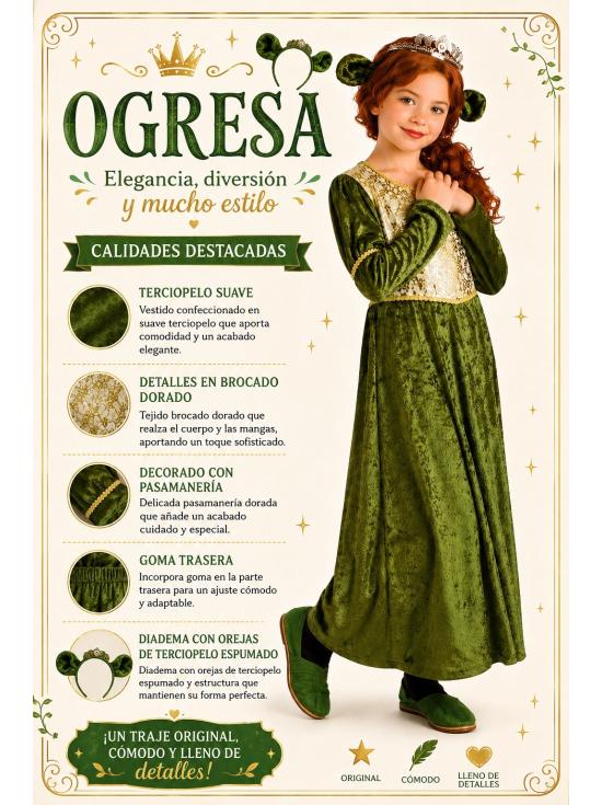 Fantasia infantil Ogra Fiona Shrek.