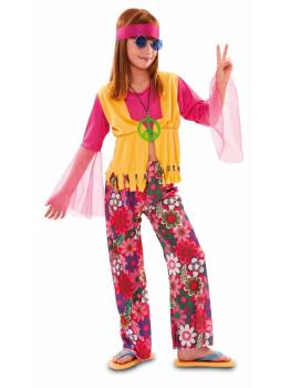 Fato de menina hippie rosa.