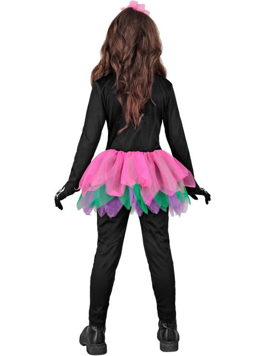 Fantasia infantil SKELTON - Dia dos Mortos (macacão com tutu + tiara de caveira)
