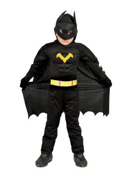 Fato infantil de super-herói de morcego musculoso.
