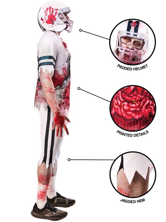 Fantasia de jogador de futebol zumbi para homens