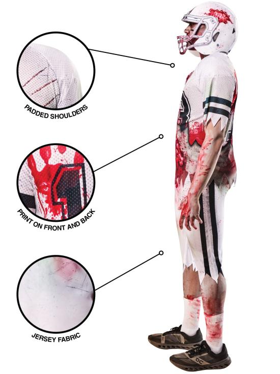 Fantasia de jogador de futebol zumbi para homens