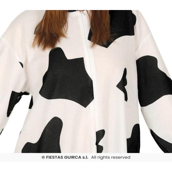 Fantasia de vaca kigurumi com capuz para adulto