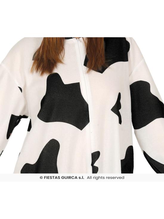 Fantasia de vaca kigurumi com capuz para adulto