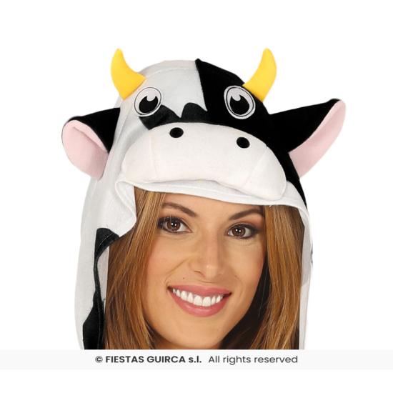 Fantasia de vaca kigurumi com capuz para adulto