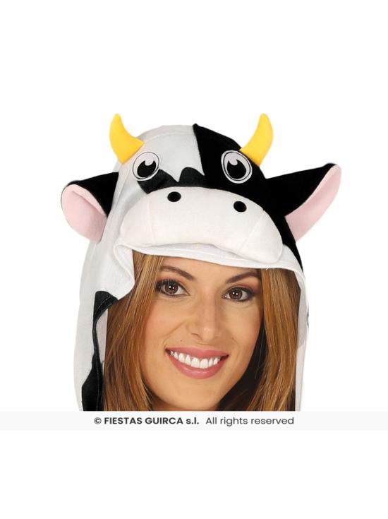 Fantasia de vaca kigurumi com capuz para adulto