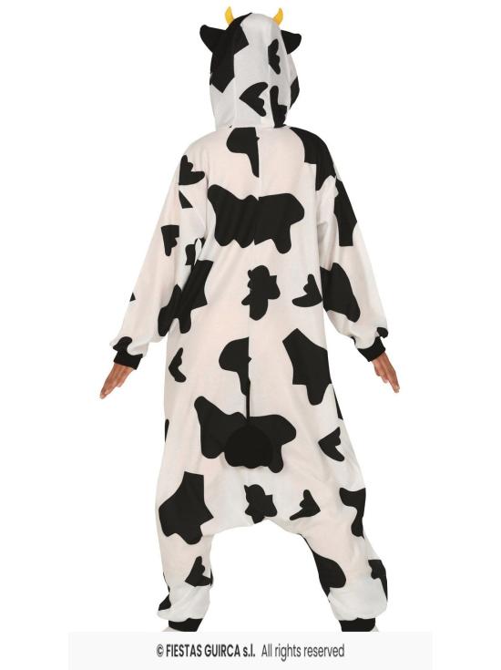 Fantasia de vaca kigurumi com capuz para adulto