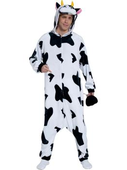 Fantasia de vaca kigurumi com capuz para adulto