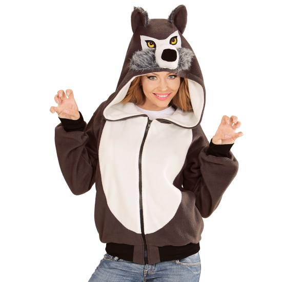 Fantasia de moletom com capuz de lobo unissex
