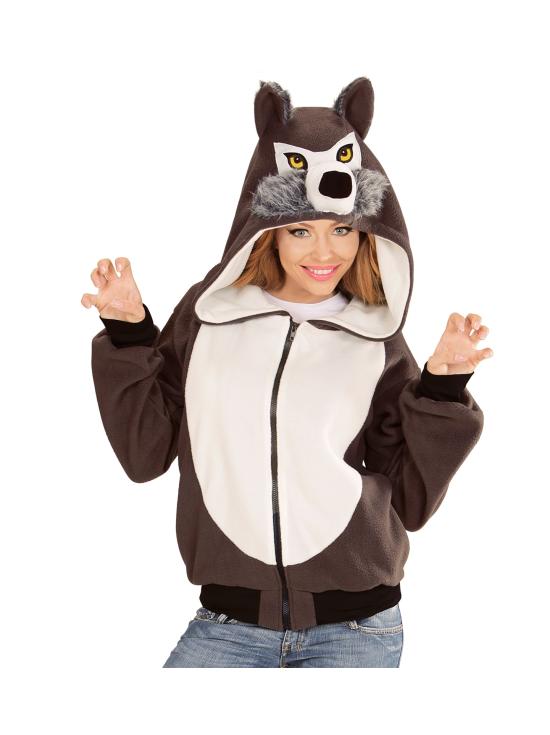 Moletom com capuz unissex com fantasia de lobo