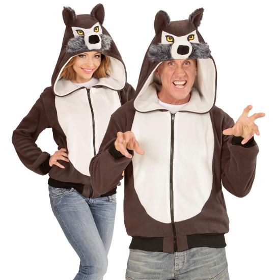 Fantasia de moletom com capuz de lobo unissex