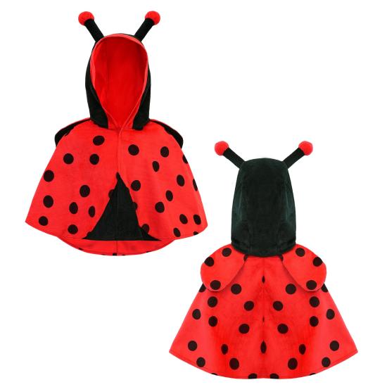 Fantasia de joaninha de pelúcia (poncho com capuz) para bebê