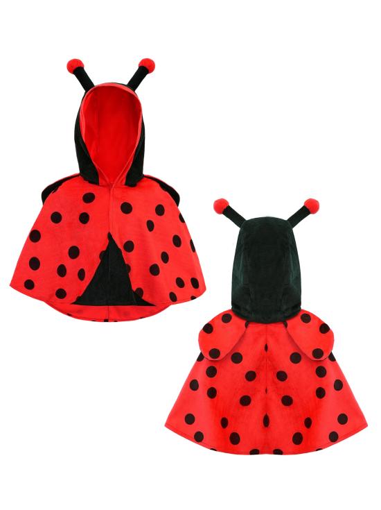 Fantasia de joaninha de pelúcia (poncho com capuz) para bebê