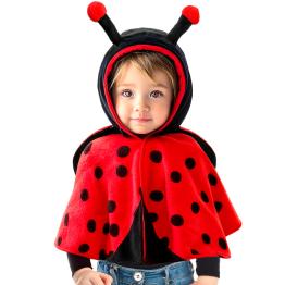 Fantasia de joaninha de pelúcia (poncho com capuz) para bebê