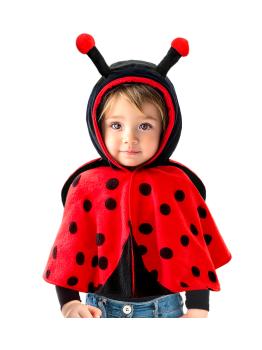 Fantasia de joaninha de pelúcia (poncho com capuz) para bebê