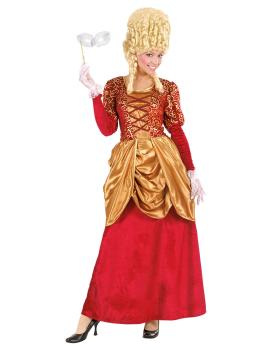 Fato de marquesa de época vermelha para mulher adulta